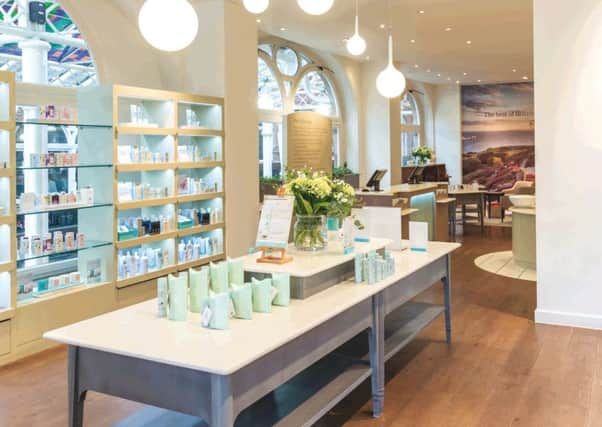 Inside the Liz Earle Victoria Quarter store.