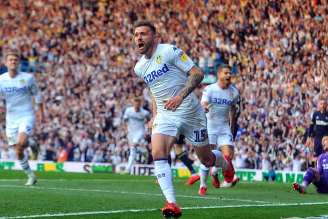 Stuart Dallas celebrates the opener on the night.