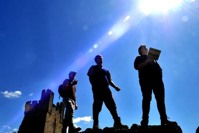 Three apprentices from the  North York Moors National Park on the Cleveland Way. From left: Mathew Craggs, Archie Lam and April Wimmer.