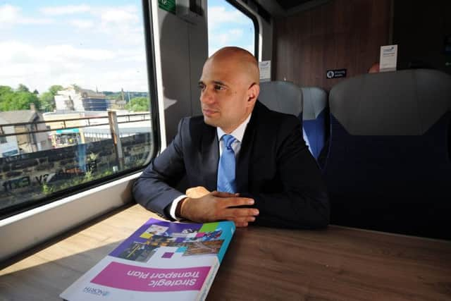 Home Secretary Sajid Javid, travelling on a TransPennine Express service last week.