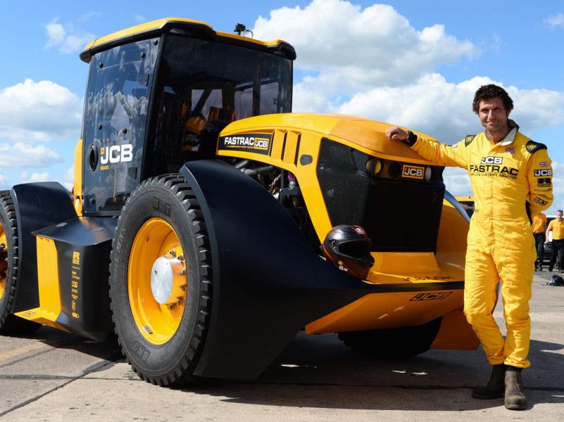 Guy Martin Drives JCB Tractor To New Speed Record On Airfield Near York