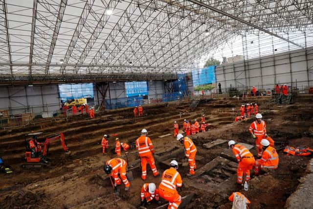 Excavation work at a HS2 site near London's Euston Station.