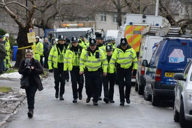 Police officers were deployed in large numbers to support tree-felling operations in early 2018 as protests increased. Pic: Scott Merrylees