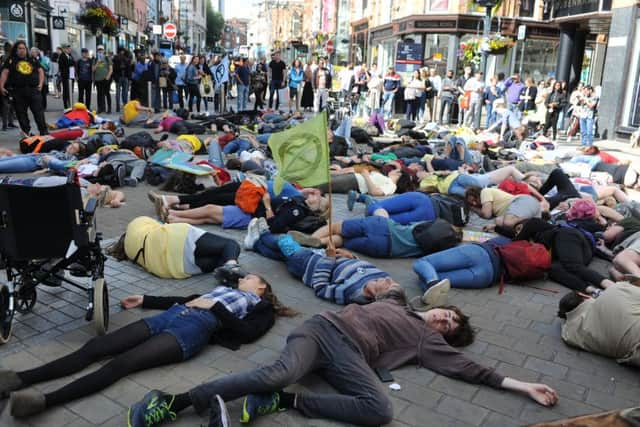 Extinction Rebellion staged a mock 'die in' earlier this month in Leeds city centre.