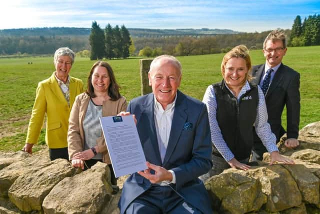 Grow Yorkshire is co-ordinated by the York, North Yorkshire and East Riding Local Enterprise Partnership and backed by more than 30 food and farming businesses and groups across Yorkshire, represented here by (left to right) Dorothy Fairburn of the CLA, Allison Kane of Deliciously Yorkshire, David Kerfoot, chairman of the LEP, Laurie Norris of the NFU and Nigel Pulling of the Yorkshire Agricultural Society. Picture by Simon Dewhurst.