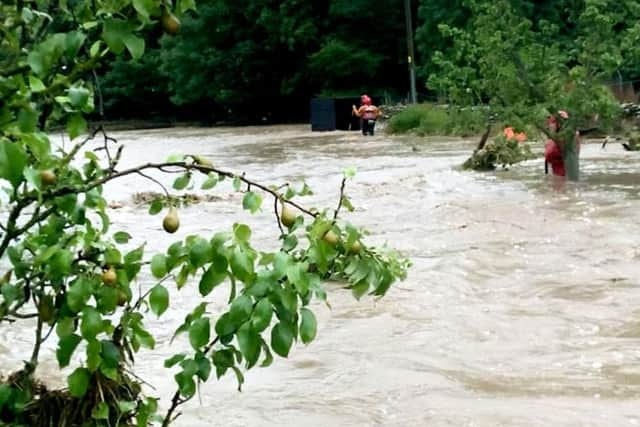 Almost a month's rain fell in four hours in parts of the upper Dales on July 30. Picture by Swaledale MRT/SWNS.