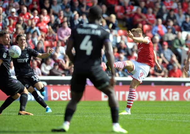 Award-winning strike: Cauley Woodrow scores against Charlton. Picture: Tony Johnson