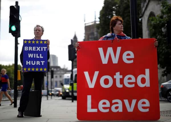 Pro and anti-Brexit protesters outside Parliament.