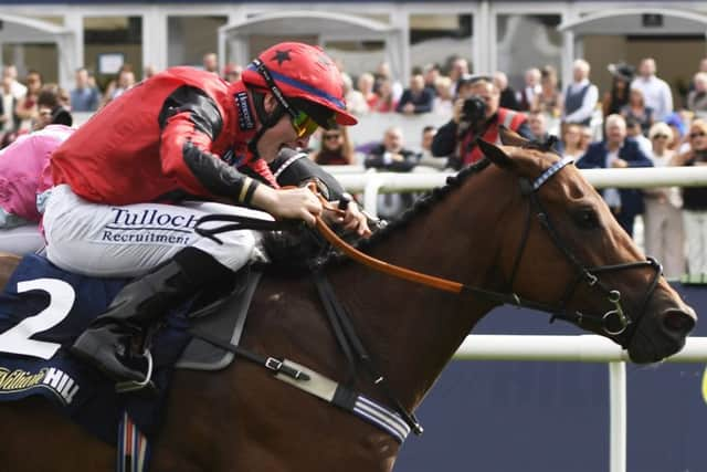 Champion apprentice Cieren Fallon won the Portland Handicap at Doncaster on St Leger day aboard Oxted.