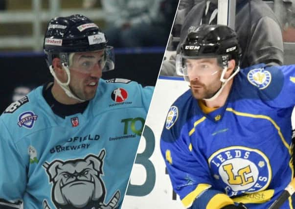 HEAD-TO-HEAD: Sheffield Steeldogs' Ben Morgan faces off against Leeds Chiefs' player-coach Sam Zajac on Friday night.