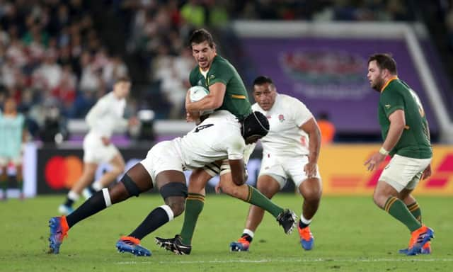 England's Maro Itoje (left) tackled South Africa's Eben Etzebeth. Picture: David Davies/PA