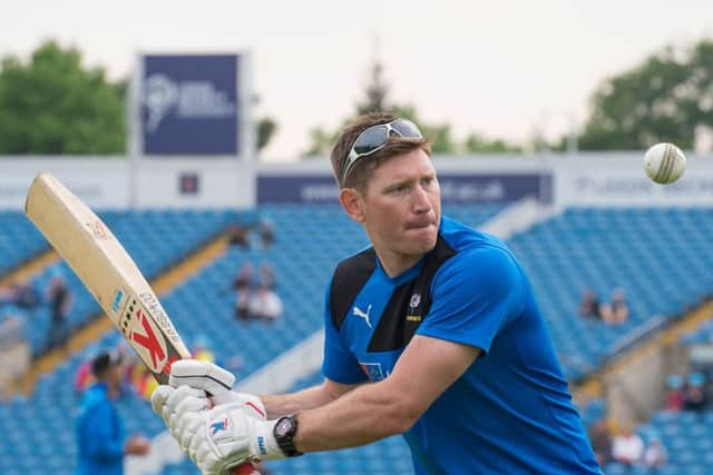 Richard Pyrah warms up with catching practice. Pyrah will step up to coach Yorkshire in Gale's absence next summer (Picture: SWPix.com)