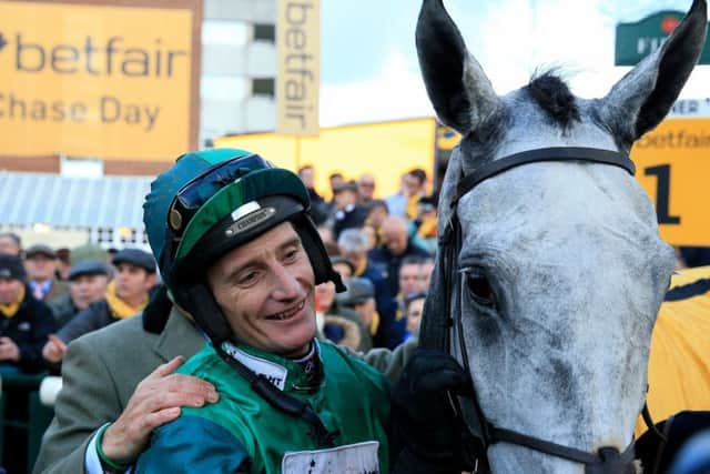 Daryl Jacob celebrates Bristol De Mai's Betfair Chase win last year.