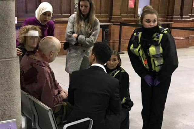 The wounded being treated following a knife attack at Manchester Victoria railway station. Mahdi Mohamud, 26, has pleaded guilty at Manchester Crown Court to a terrorism offence and three counts of attempted murder after the knife attack last New Year's Eve.