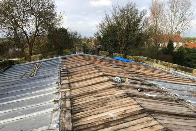 The damage caused to the roof of St Peter's Church in Brafferton.