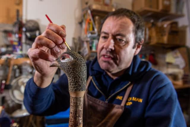 Keith Pickering makes his sticks at The Walled Garden in Helmsley, North Yorkshire.