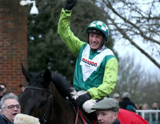 Clan Des Obeaux ridden by jockey Sam Twiston-Davies after wining the Ladbrokes King George VI Chase.