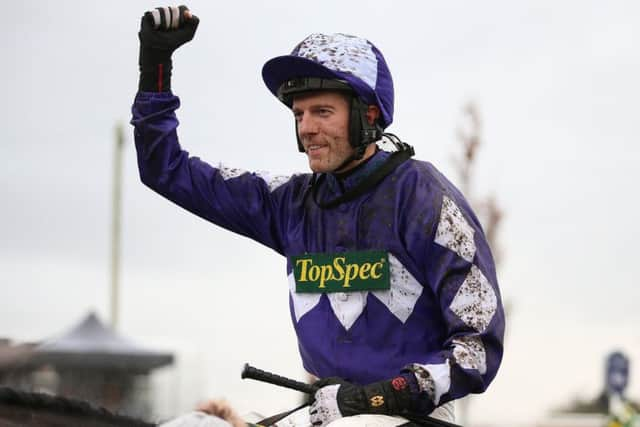 Adam Nicol celebrates the most satisfying win of his career after Lady Buttons won at Wetherby last November.