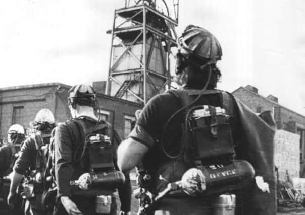 Lofthouse Colliery rescue team head for the pit head