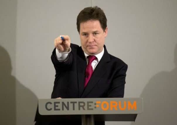 Nick Clegg making a speech on immigration in London.