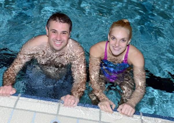 Yorkshire Post reporter Nick Westby with Olympian Ellie Faulkner at Ponds Forge.