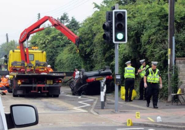 The scene of the crash near Rhoose Primary School in the Vale of Glamorgan.