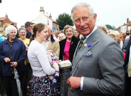 The Prince of Wales during walkabout in Bugthorpe and Burton Fleming, East Yorkshire.