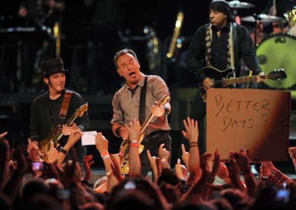 Bruce Springsteen on stage at Leeds Arena