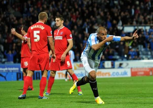 James Vaughan celebrates