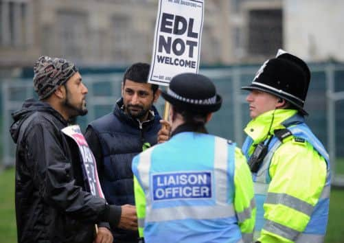 EDL and rival demonstrators in Bradford