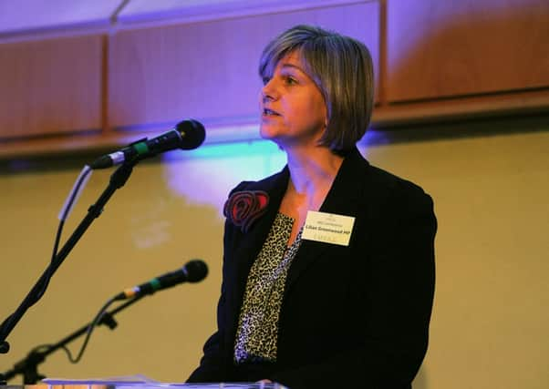 Lilian Greenwood, shadow rail minister, speaks at the HS2 conference at Huddersfield University