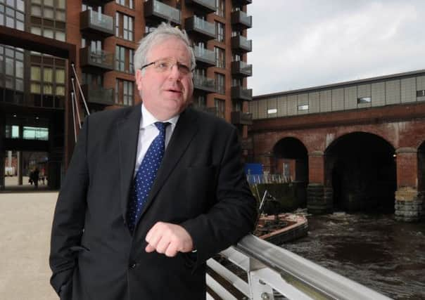 Patrick McLoughlin on the footbridge at Little Neville Street, Leeds. Picture By Simon Hulme