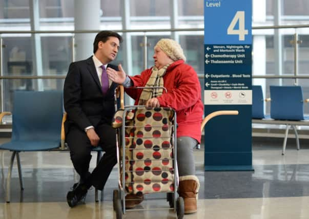 Ed Miliband meets patients at the Whittington Hospital in north London