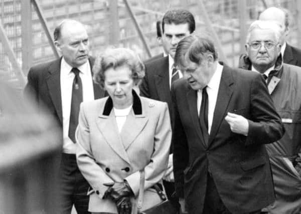 Then Prime Minister Margaret Thatcher visits Hillsbrough in the aftermath of the 1989 tragedy