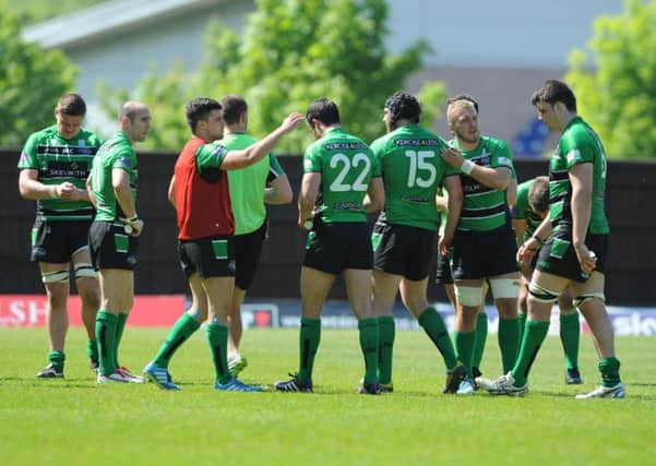 Dejected Leeds Carnegie players after London Welsh win and are through to the final.