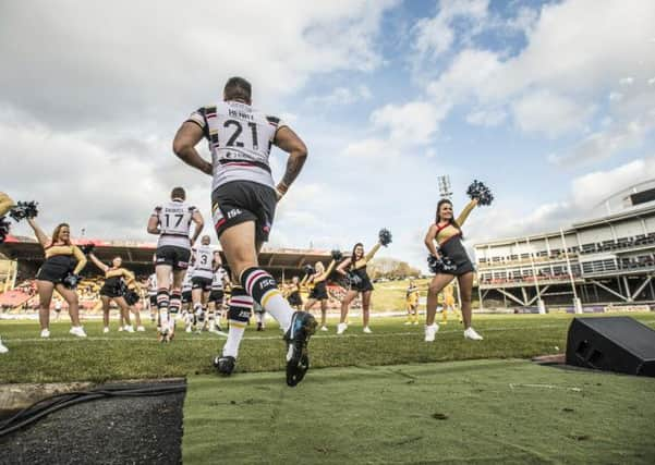 Bradford Bulls take to the field at Odsal.