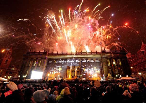 Celebrations as Leeds was announced as one of the host cities for the Tour de France Grand Depart stages. Picture by John Giles/PA Wire