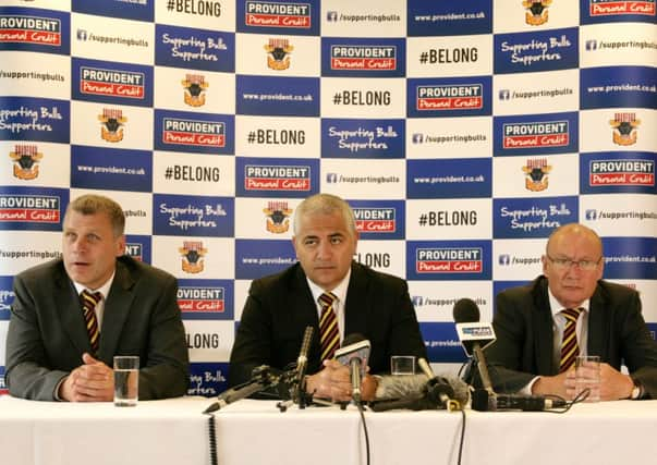 Bradford Bulls'  new coach James Lowes with Marc Green and Steve Ferres.