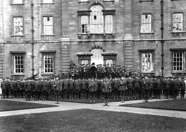 Cusworth Hall and Lady Isabella on the steps