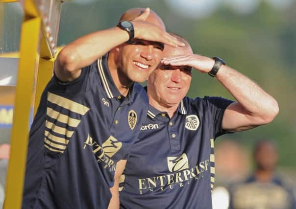 Junior Lewis and David Hockaday at the Mansfield Town v Leeds match