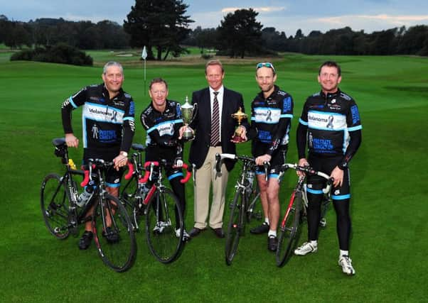 Moortown Golf Club captain Martin Duffield with Yorkshire golfers Andrew Walker, Darren Tordoff, Rick Gillgrass and Andy Crowther