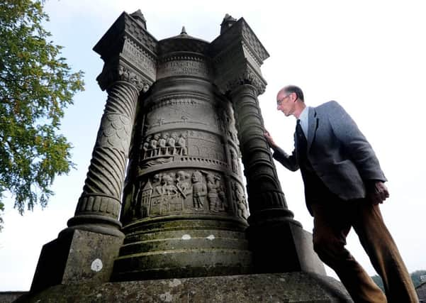 Martin Watts, chairman of the Museum, at the Wagoners memorial near Sledmere House.