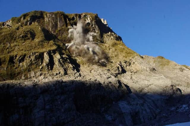 The rockfall on Franz Joseph Glacier in South Island, New Zealand, which could have killed Sheffield student Krystle Morley.