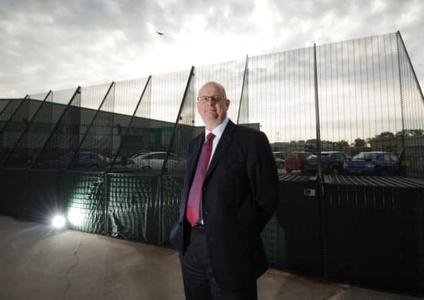 CEO Mike Hughes with the Terror Block, at Hesco Bastion, Leeds. Picture by Simon Hulme