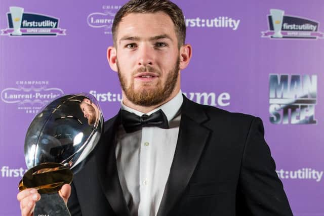 Castleford Tigers' Daryl Clark with his 2014 Steve Prescott Man of Steel Award and the Young Player of the Year. Picture: SWPIX.COM