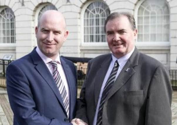 Ukip deputy leader Paul Nuttall with Jack Clarkson at the launch of the party's PCC campaign in Rotherham