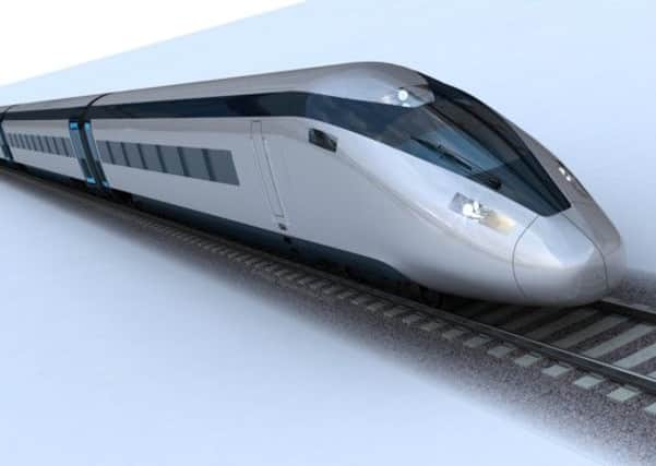 Computer-generated visuals of a high speed train