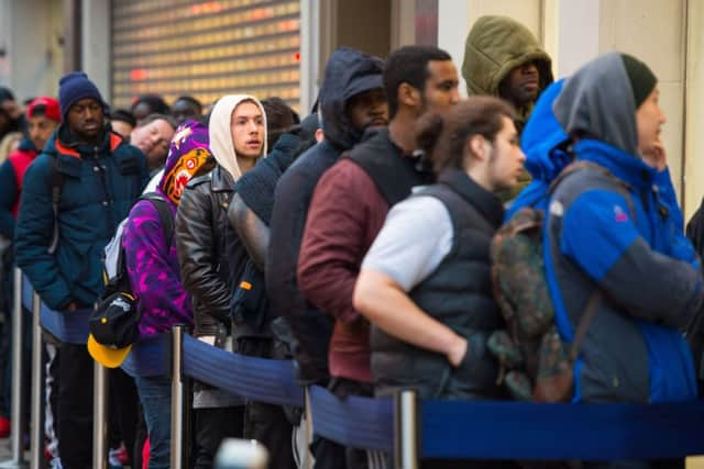 Shoppers queue for bargains at Asda in Pudsey, Leeds on Black Friday.