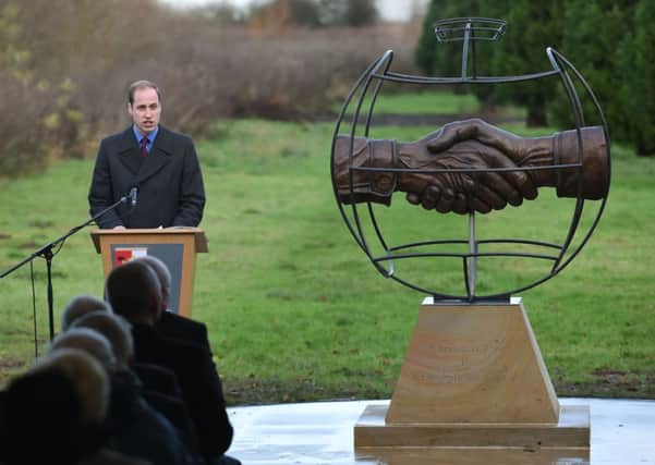 The Duke of Cambridge addresses the congregation at the dedication ceremony