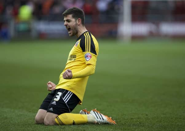 Sheffield United's Bob Harris celebrates his goal at Fleetwood.